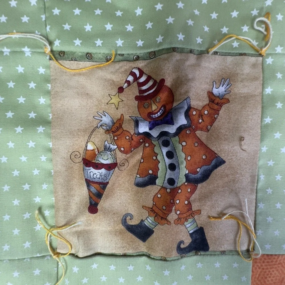 Handmade Halloween Patchwork Quilt Kids 47x38.5 Candy Corn Cat‎ Tote Bag Set
